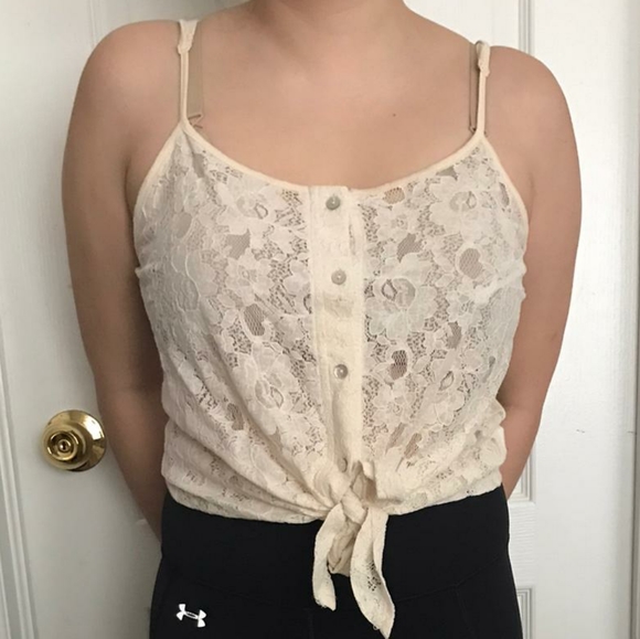 F21 Cream Knot Crop Top - Picture 9 of 10